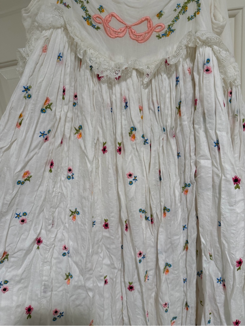 Free people Starlight Babydoll White Floral Embroidered Maxi Dress - Picture 4 of 7